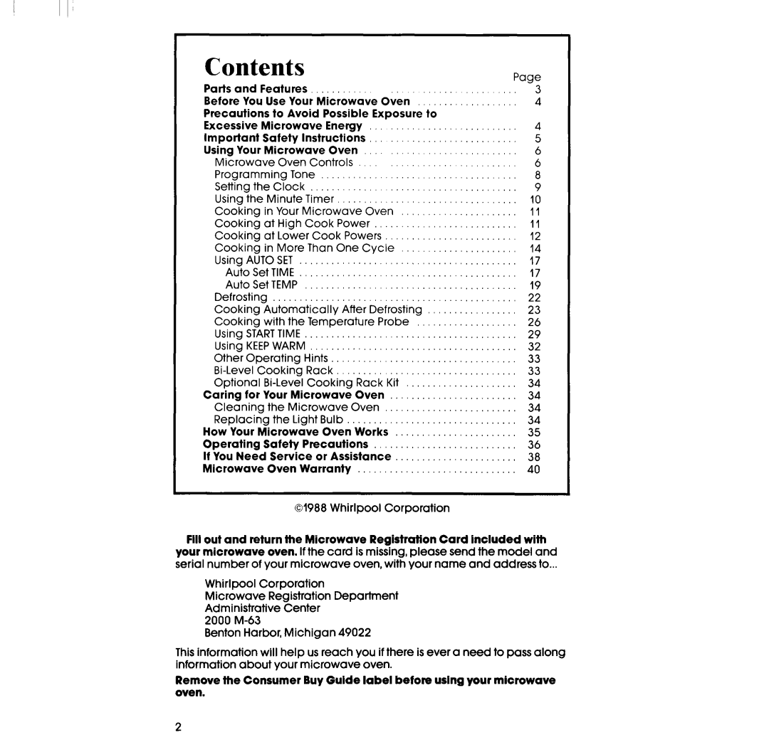 Whirlpool SM958PEV, RM978BXV, SM988PEV, RM973BXV manual Contents 