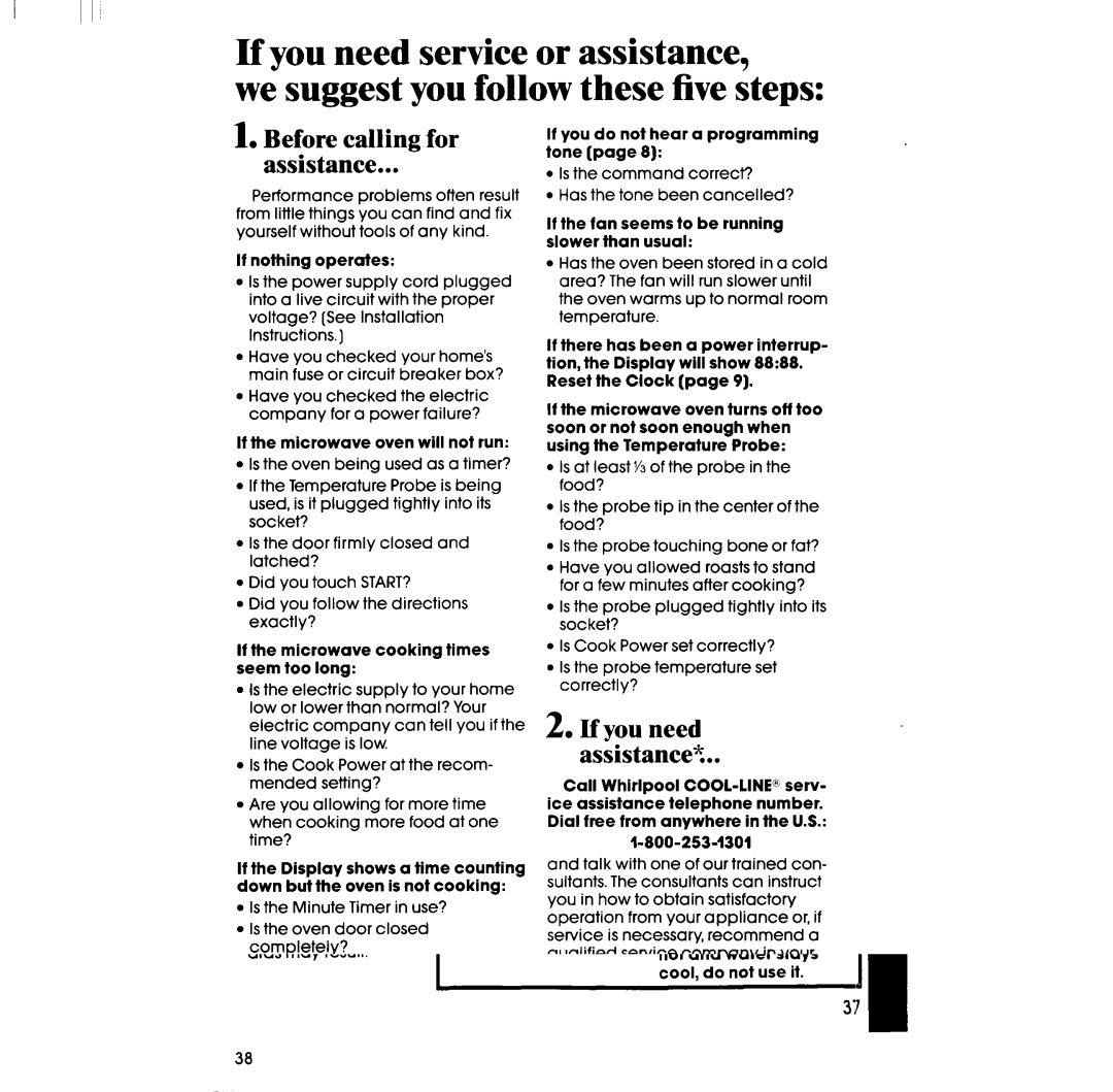 Whirlpool SM958PEV, RM978BXV, SM988PEV, RM973BXV manual Before calling for assistance, If you need assistance% 