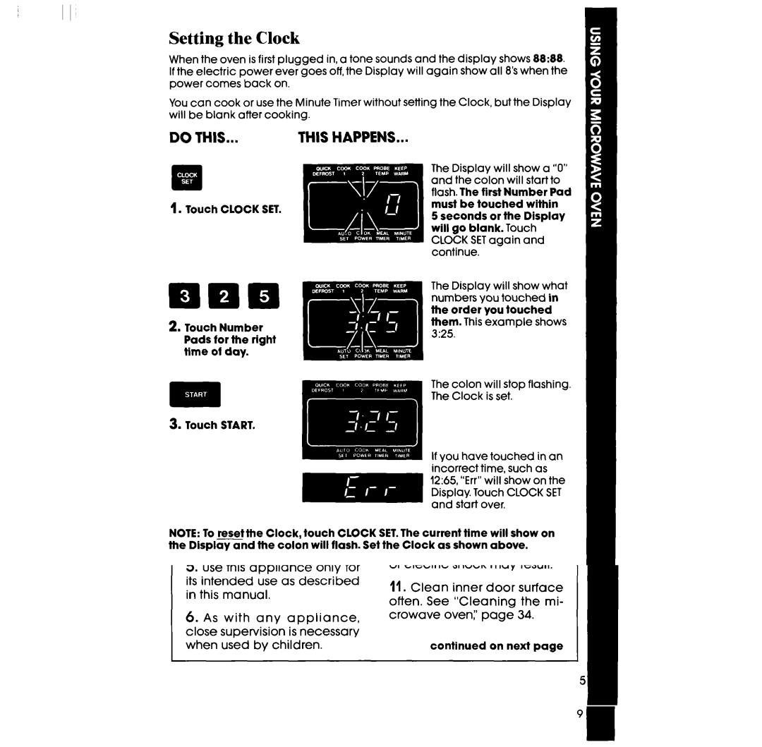 Whirlpool SM988PEV, RM978BXV, SM958PEV, RM973BXV manual Setting the Clock, Do this 