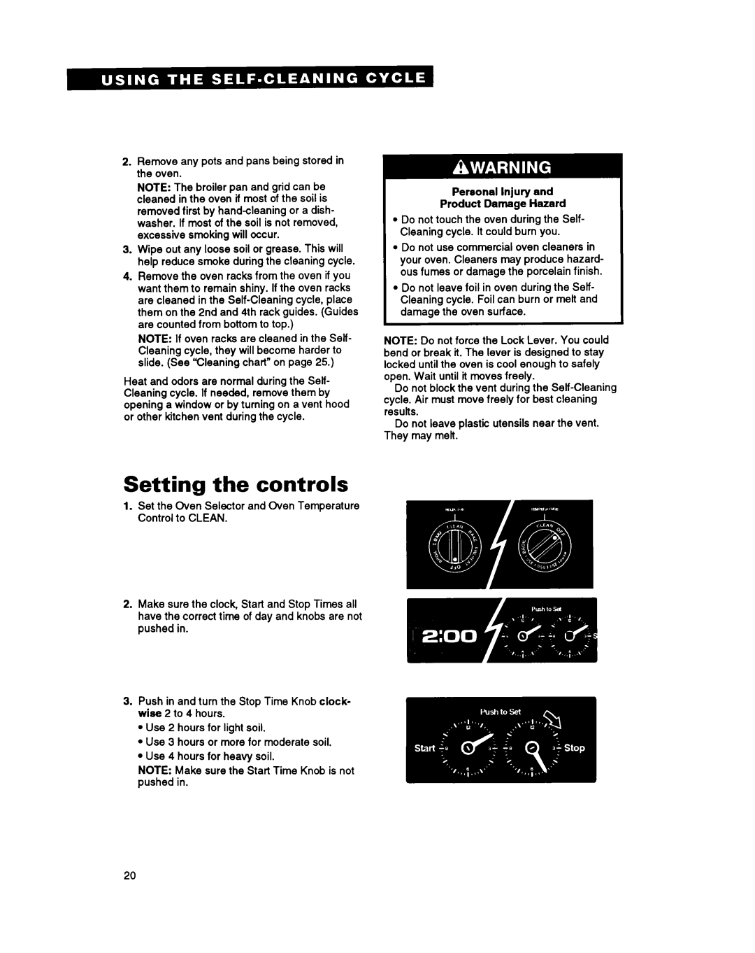 Whirlpool RM980PXY warranty Setting the controls 