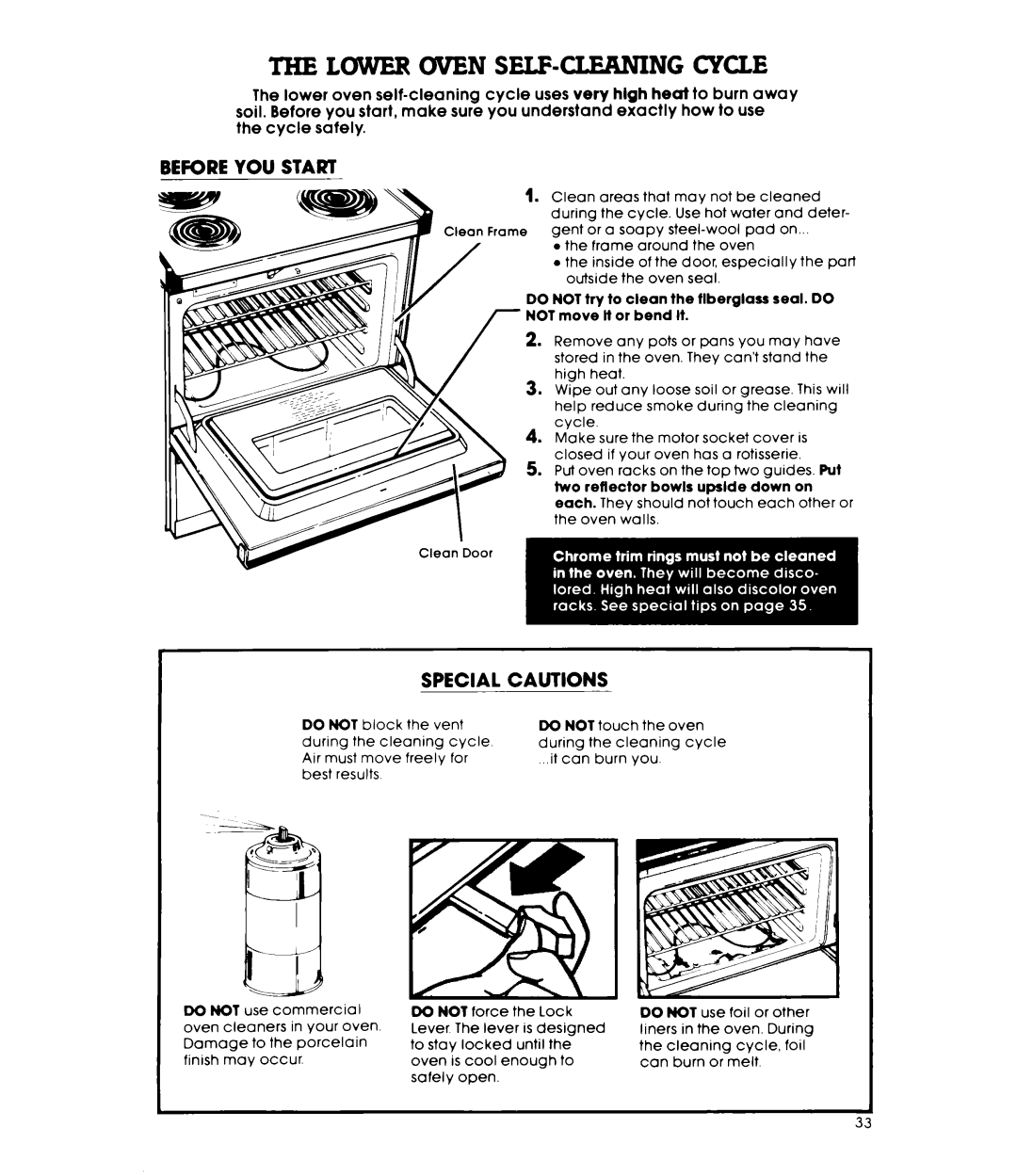Whirlpool RM988PXK warranty Before You Start, A\\‘, Special Cautions, Iheloweruvenself-Cleaningcycle 