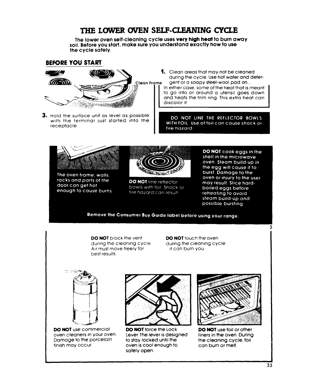 Whirlpool RM988PXL warranty Lower Oven SELF-CLERNING Cycle, Before YOU Start 