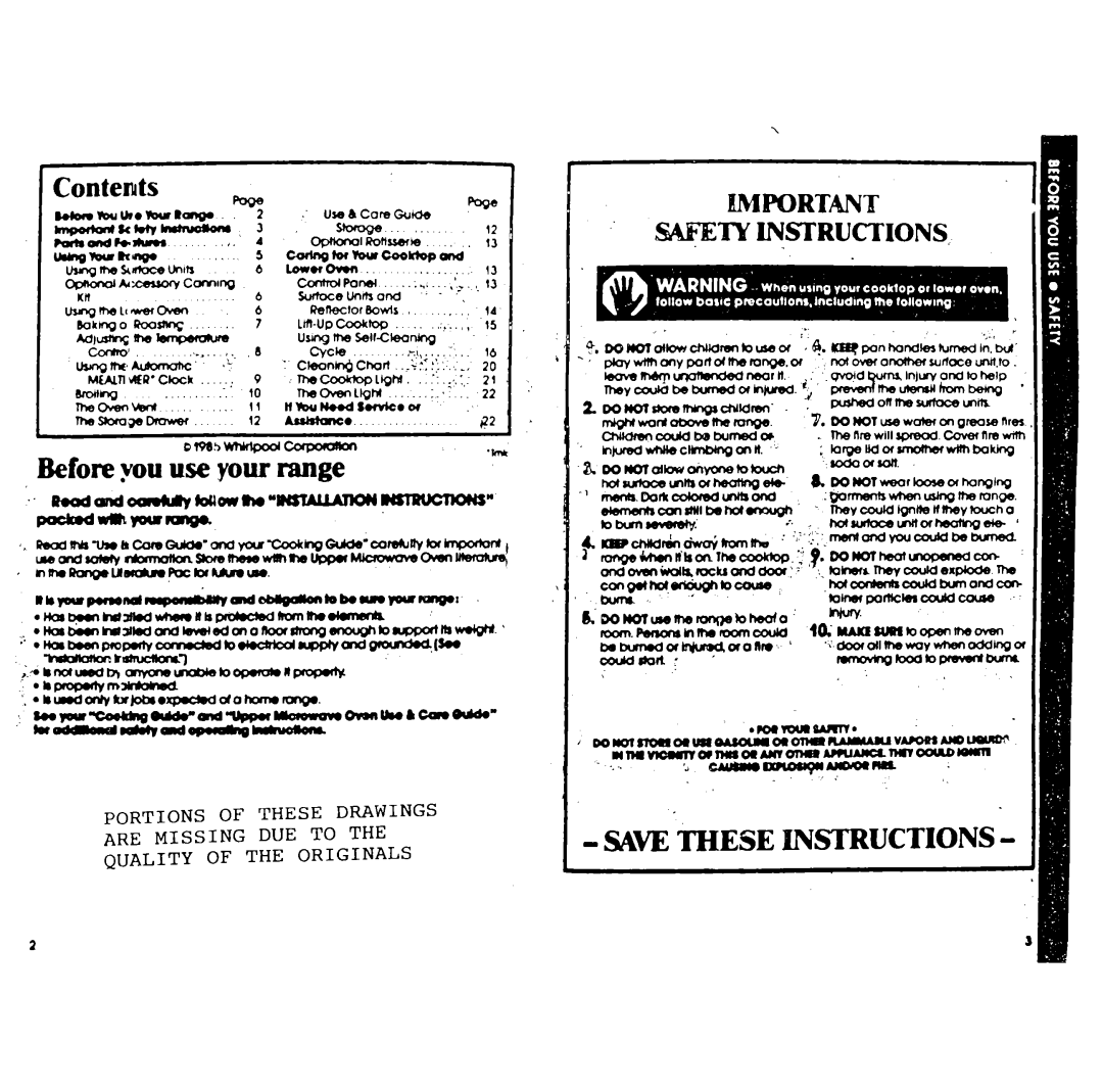 Whirlpool RM988PXP manual Contents, paoe, Save These Instructions, M$Ei-Yinstructions 