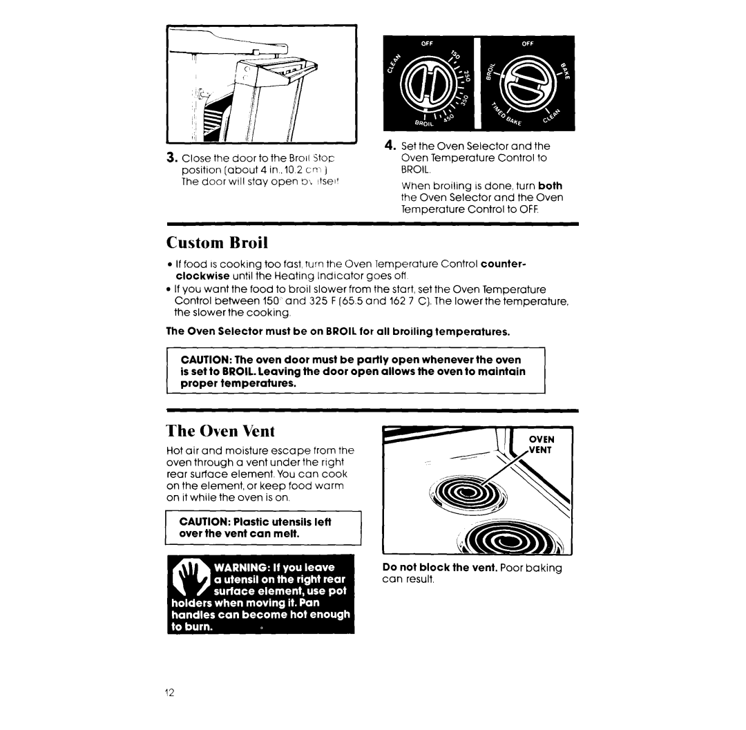 Whirlpool RM988PXS manual Custom Broil, Oven Vent 