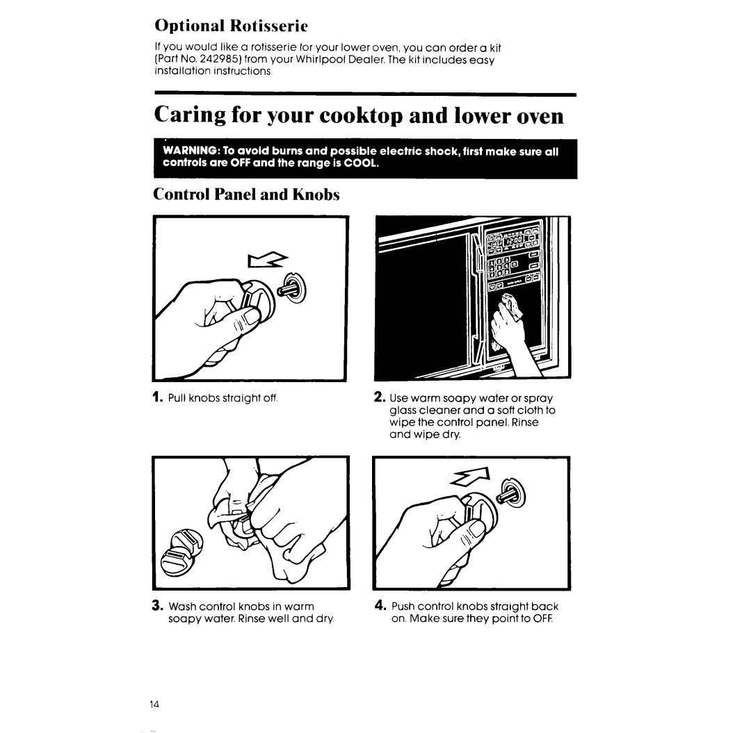 Whirlpool RM988PXS manual Optional Rotisserie, Control Panel and Knobs 