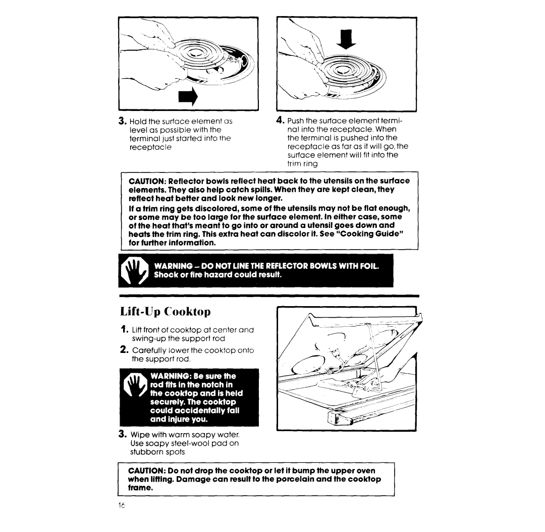 Whirlpool RM988PXS manual Lift-Up Cooktop 