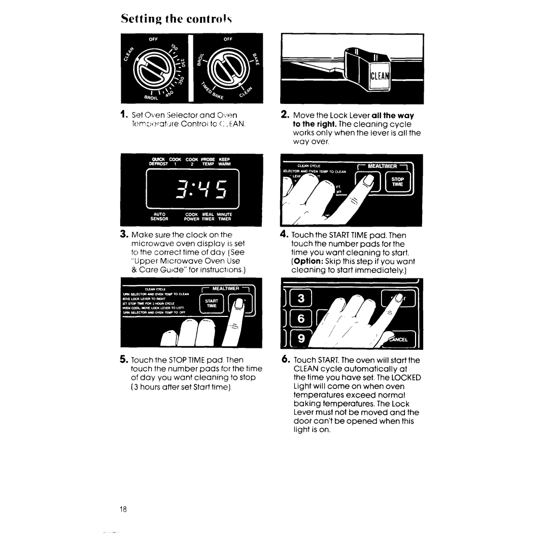 Whirlpool RM988PXS manual Setting the controls 