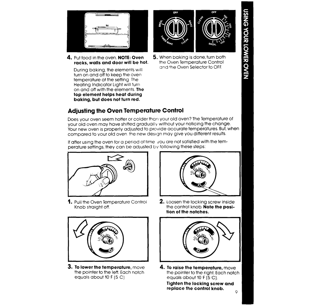 Whirlpool RM988PXS manual Adjusting the Oven Temperature Control 