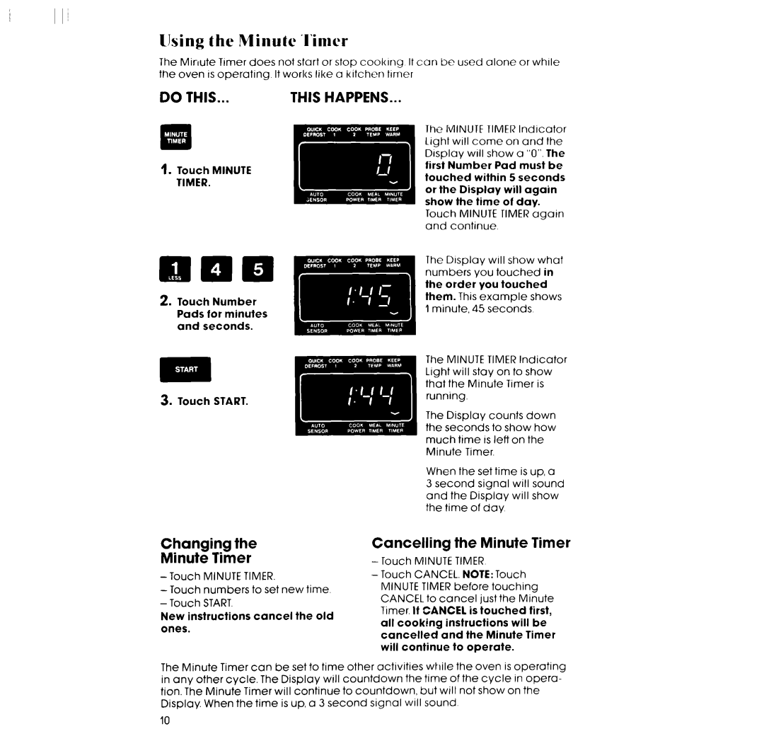 Whirlpool RM988PXV, RM288PXV manual IJsing the Minute l’imcr, Do this 