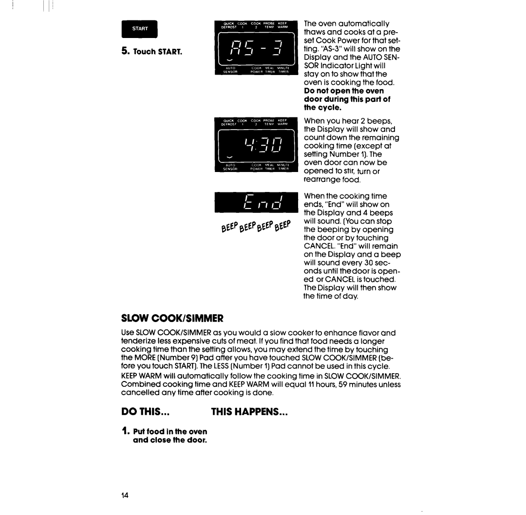 Whirlpool RM988PXV, RM288PXV manual Slow COOK/SIMMER 