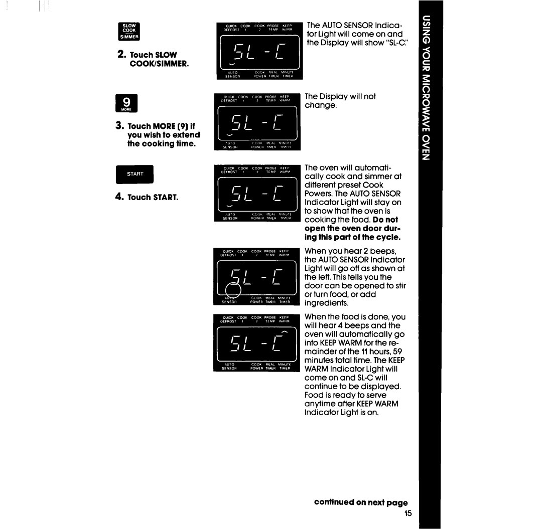 Whirlpool RM288PXV, RM988PXV manual Touch Start Display will not change 