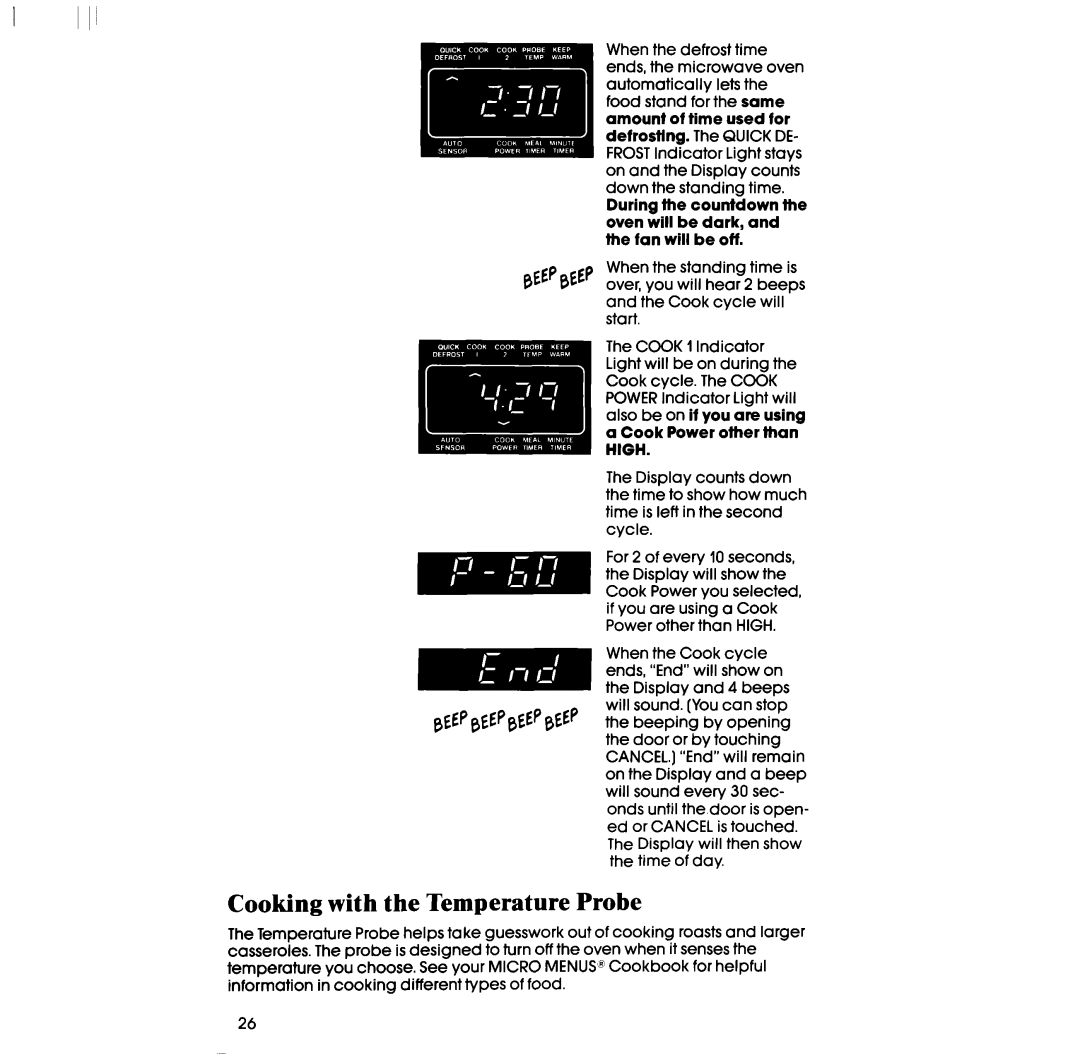 Whirlpool RM988PXV, RM288PXV manual Cooking with the Temperature Probe 