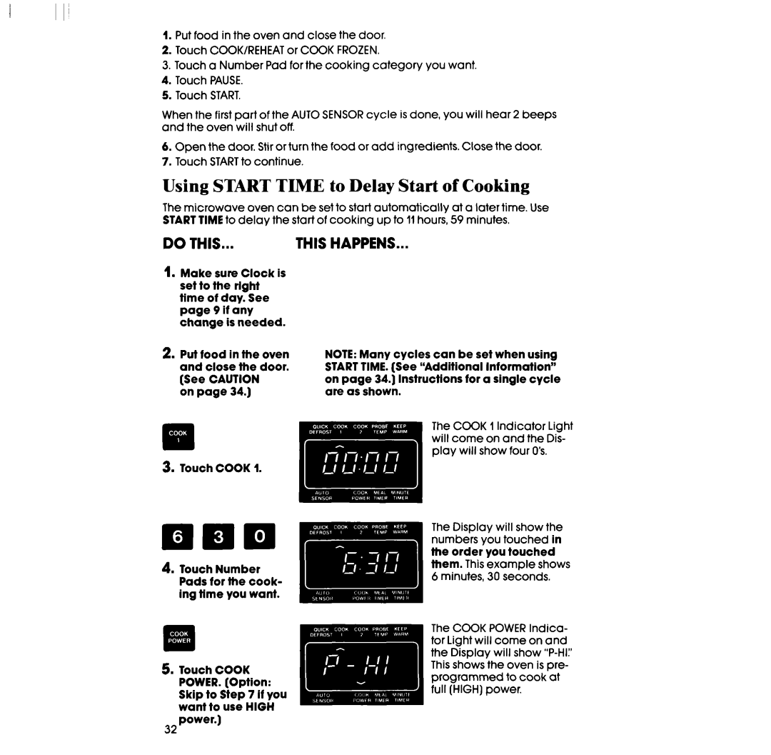 Whirlpool RM988PXV, RM288PXV manual Using Start Time to Delay Start of Cooking 