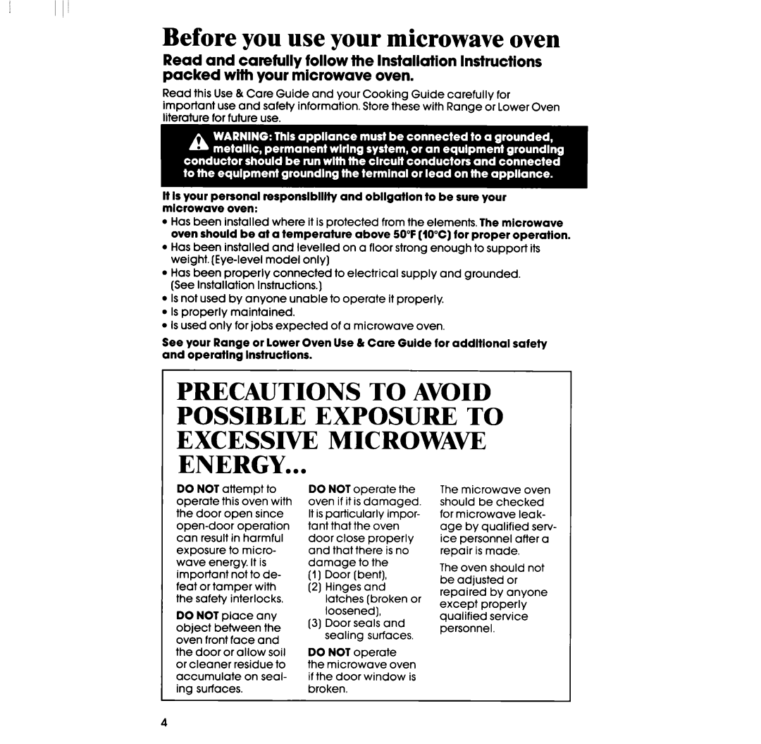 Whirlpool RM988PXV, RM288PXV manual Before you use your microwave oven 