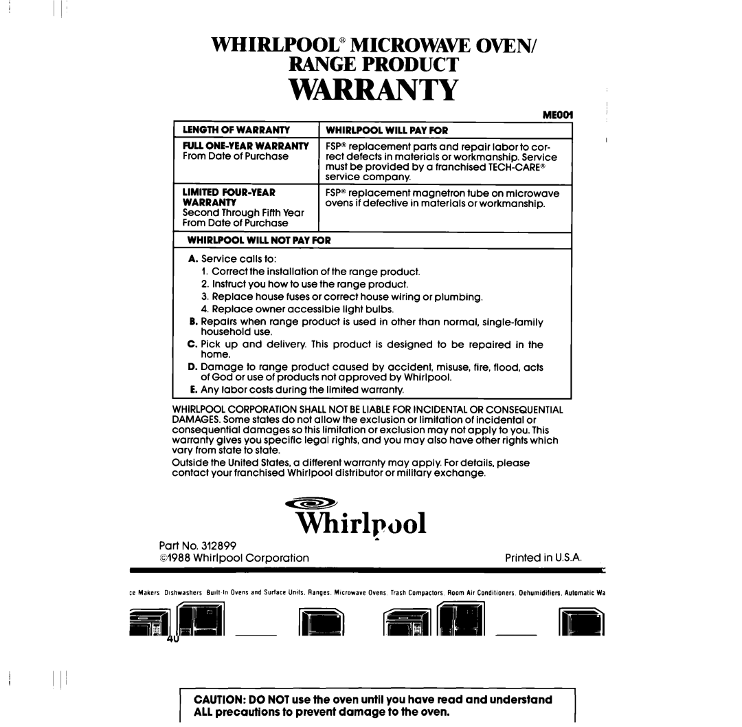 Whirlpool RM988PXV, RM288PXV manual Ii’ 