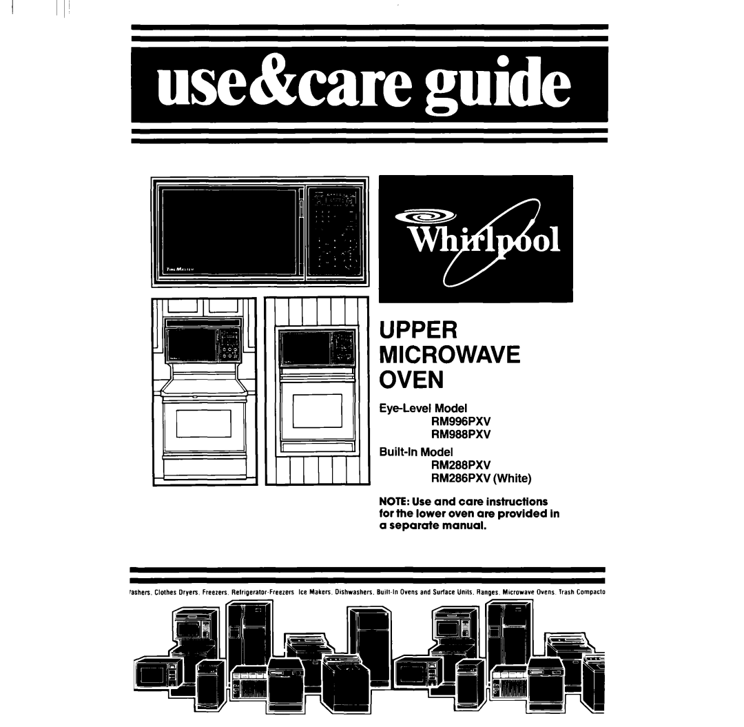 Whirlpool manual RM996PXV RM988PXV, RM288PXV 