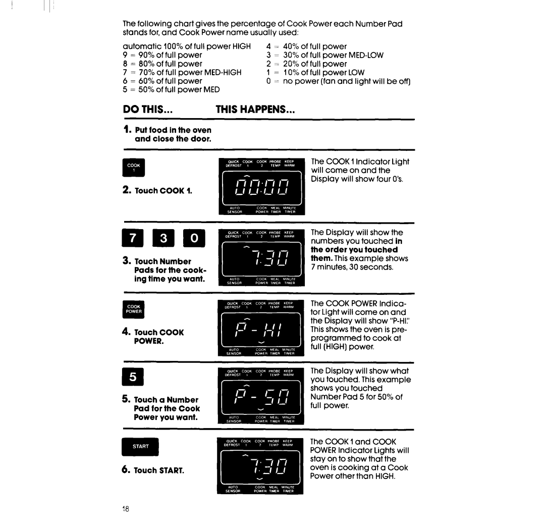 Whirlpool RM996PXV manual Med-Low, Med-High, Power 