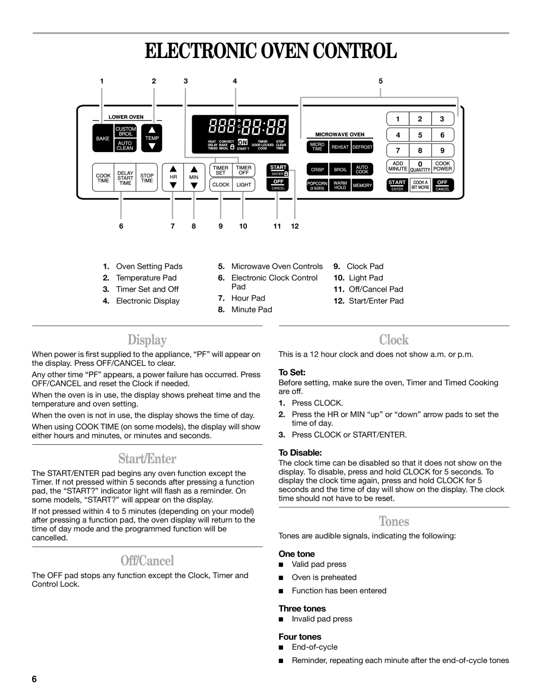 Whirlpool GMC305, RMC305, RMC275, GMC275 manual Electronic Oven Control 