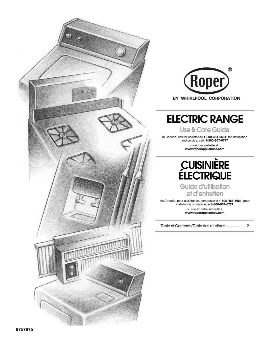 Whirlpool RME30000 manual Electric Range, Cuisinière Électrique, Use & Care Guide, Guide d’utilisation Et d’entretien 