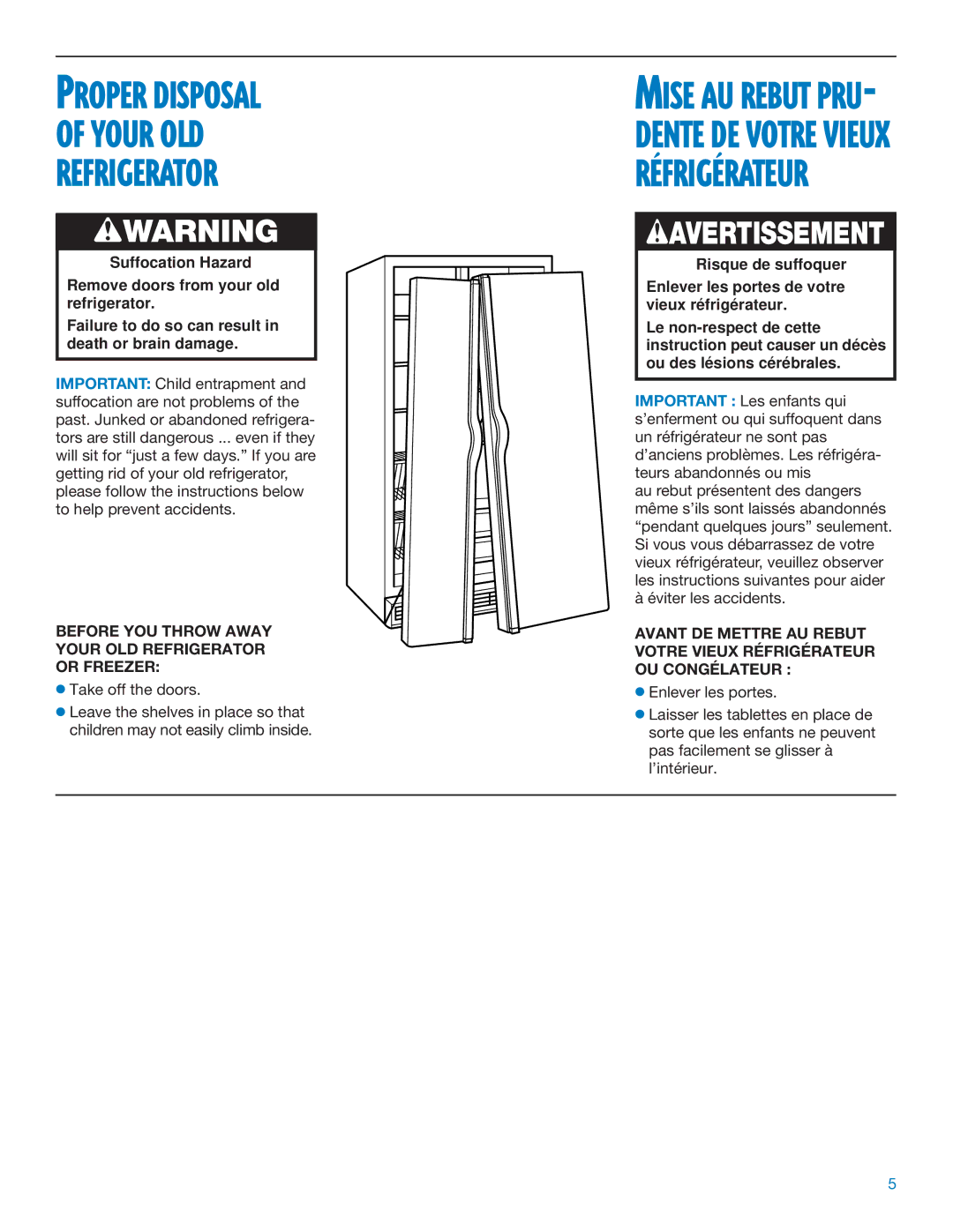 Whirlpool RS20AQXFN00 manual Wwarning, Before YOU Throw Away Your OLD Refrigerator or Freezer 