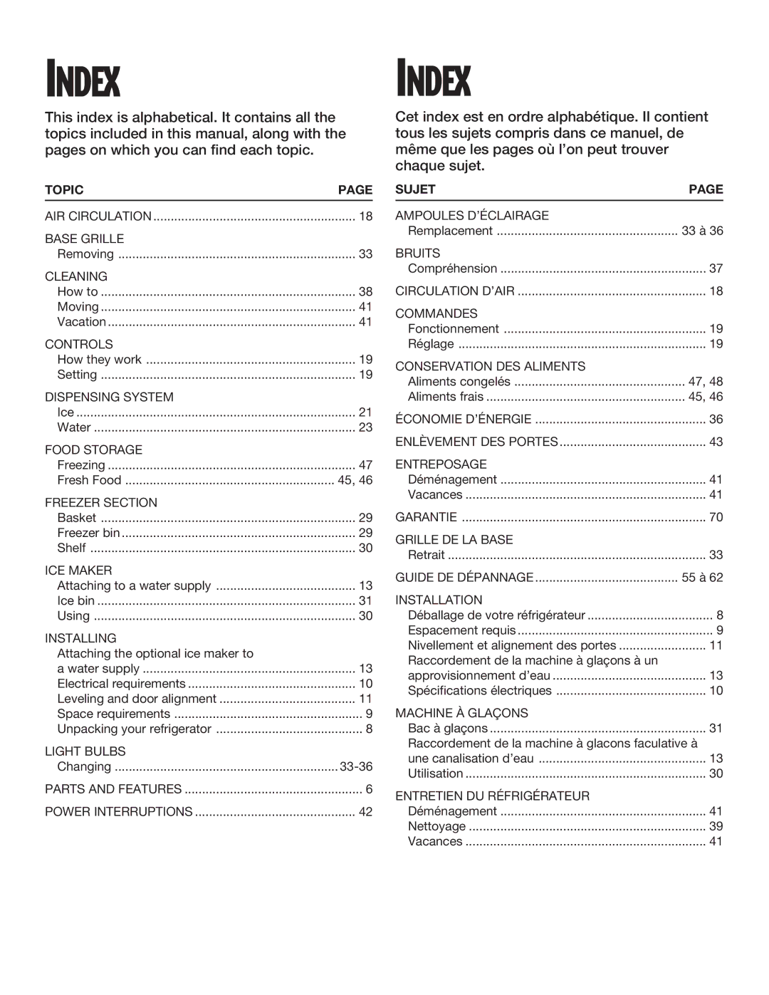 Whirlpool RS20AQXFN00 manual Topic, Sujet 