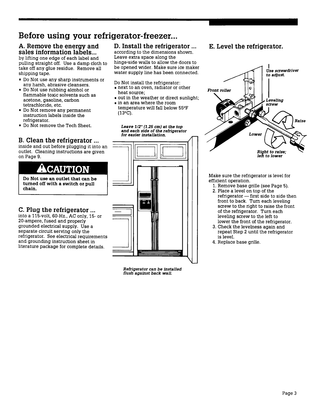 Whirlpool RS22AMXV, RS25AMXV warranty Before using your refrigerator-freezer 