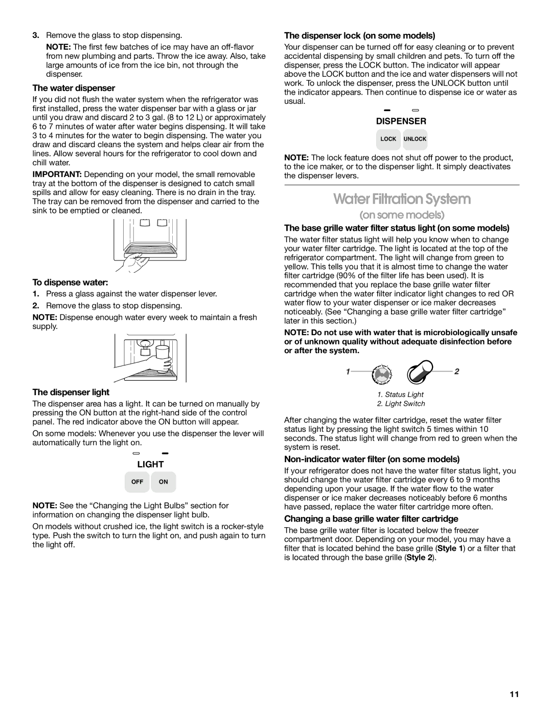 Whirlpool RS25AQXKQ00 manual Water Filtration System 