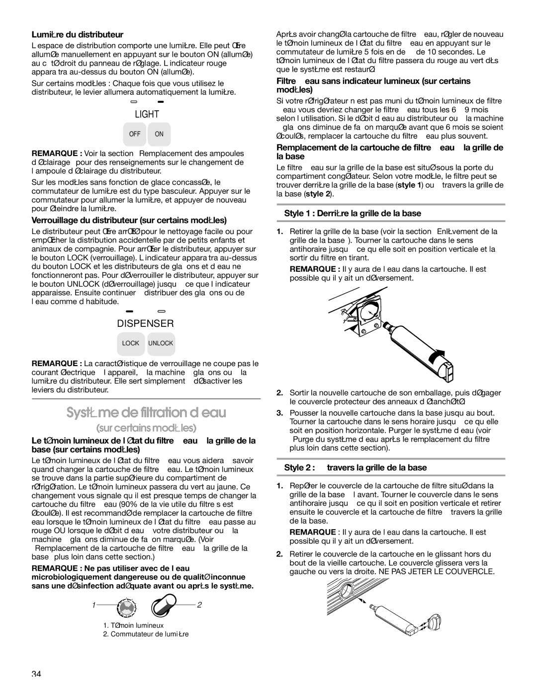 Whirlpool RS25AQXKQ00 manual Système de filtration d’eau 