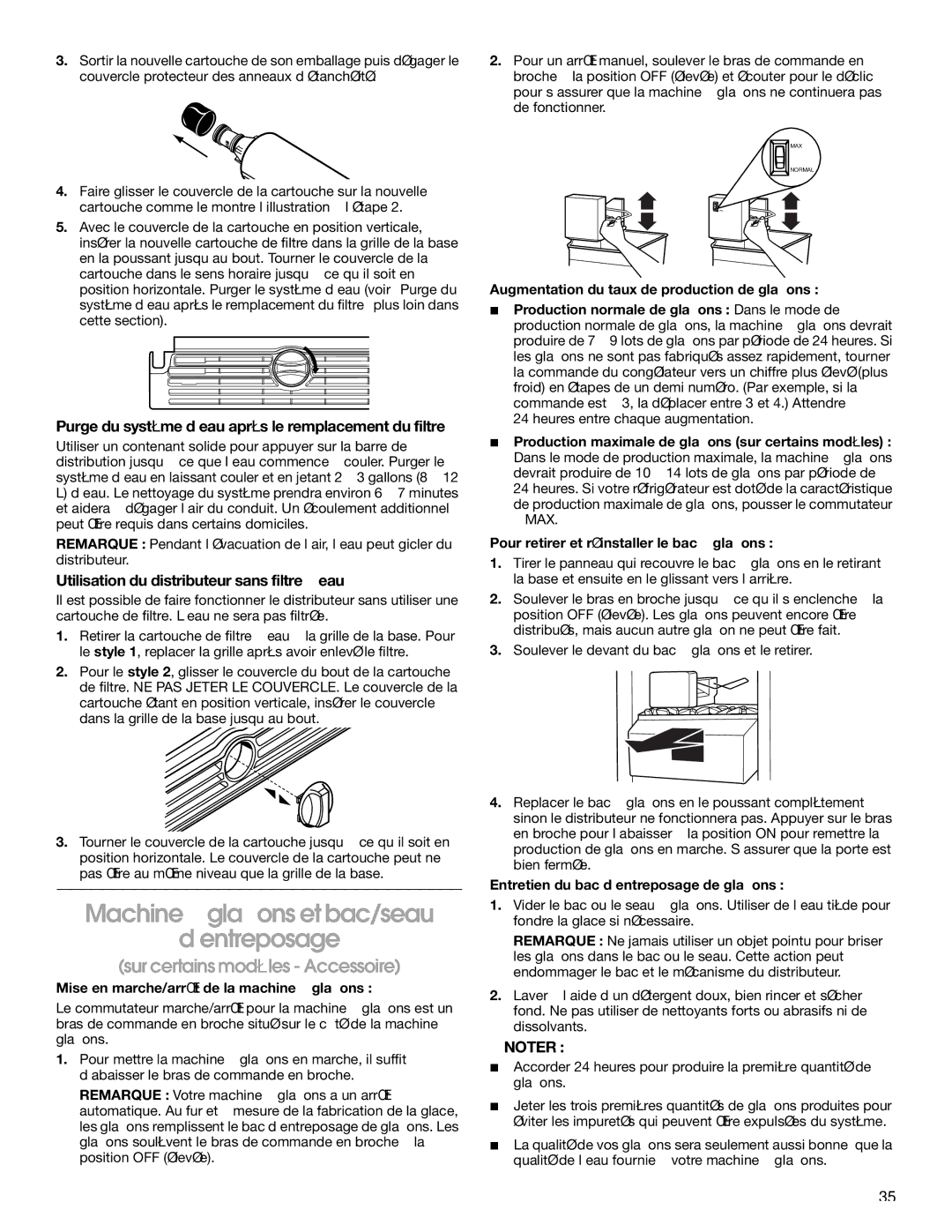 Whirlpool RS25AQXKQ00 manual Machine à glaçons et bac/seau ’entreposage, Sur certains modèles Accessoire 