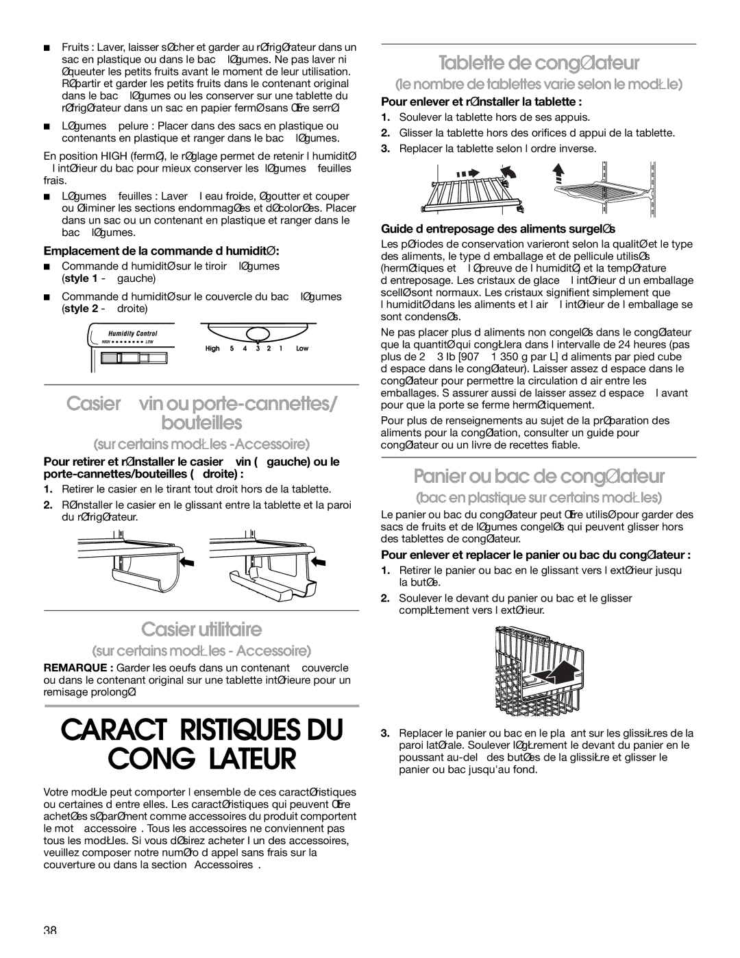 Whirlpool RS25AQXKQ00 Congélateur, Casier à vin ou porte-cannettes Bouteilles, Casier utilitaire, Tablette de congélateur 