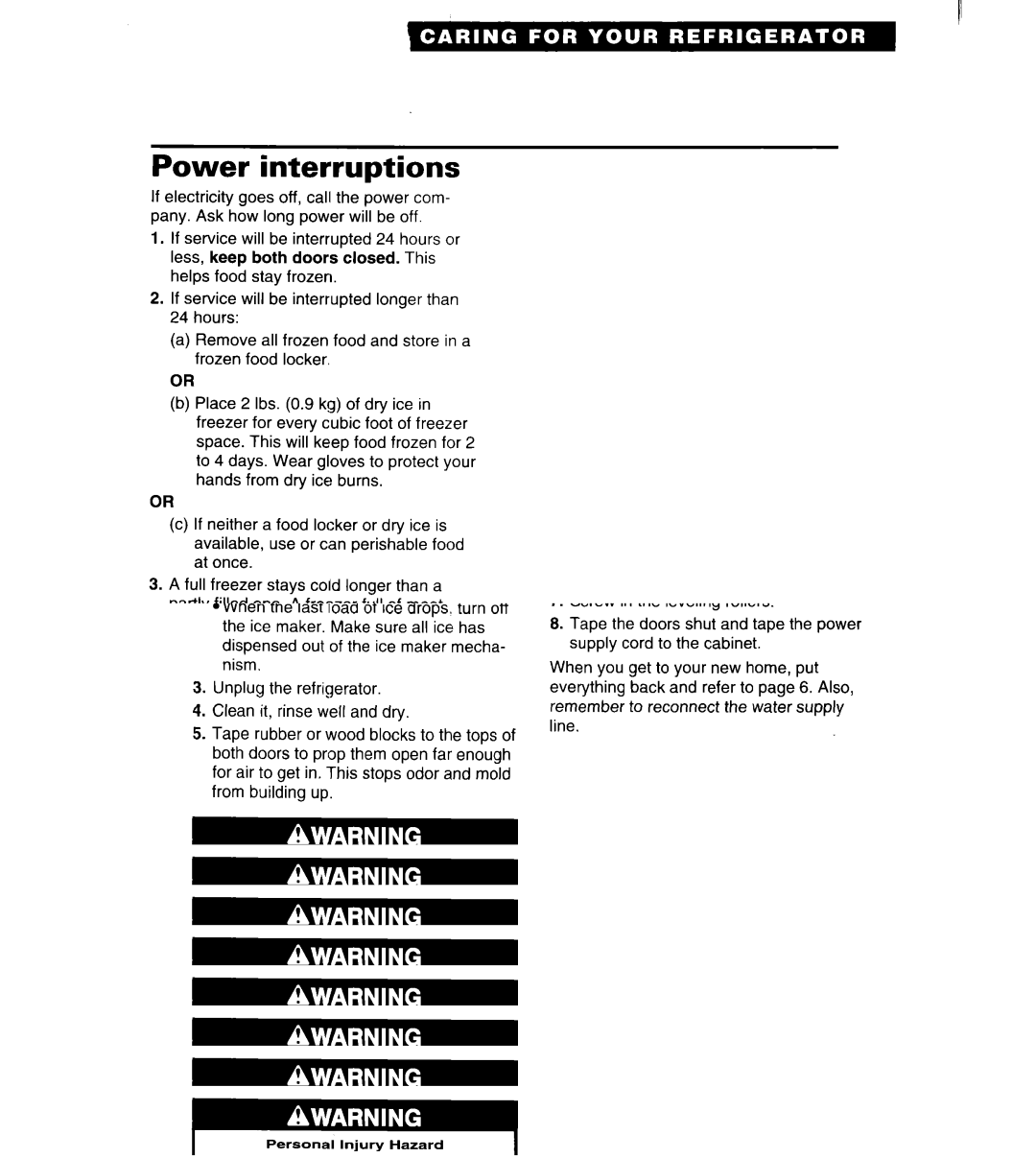 Whirlpool RS20AK, RS25AW, RS22BR, RS22AW, RS20DK important safety instructions Power interruptions, Questions 