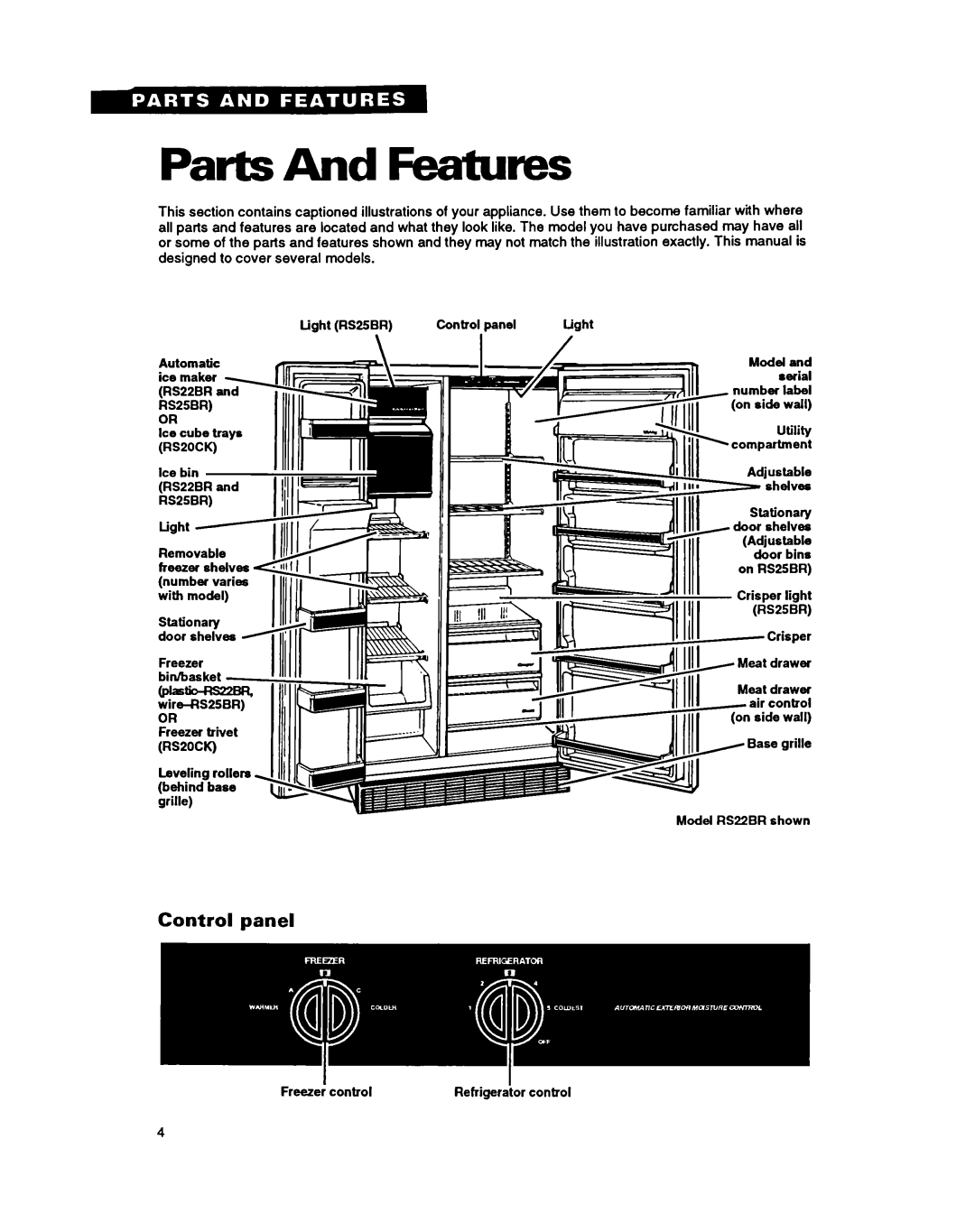 Whirlpool RSZOCK, RS25BR, RSZZBR warranty Parts And Features, III1 