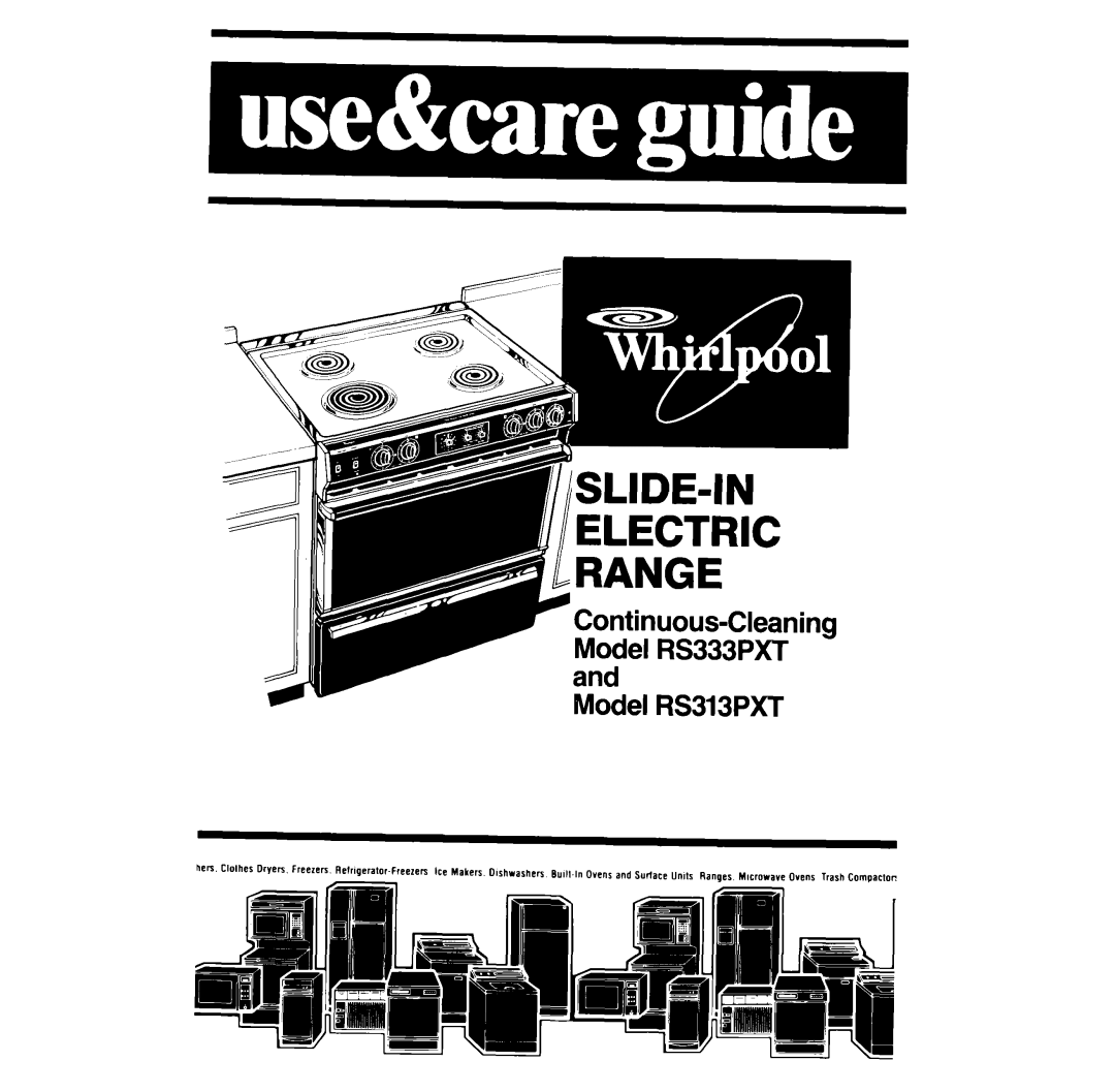 Whirlpool RS333PXT, RS313PXT manual 