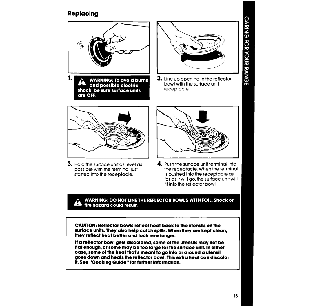 Whirlpool RS333PXT, RS313PXT manual Replacing 