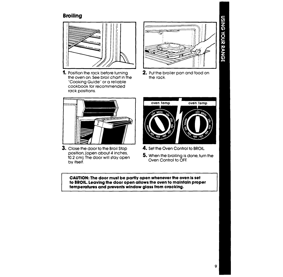 Whirlpool RS333PXT, RS313PXT manual Broiling 