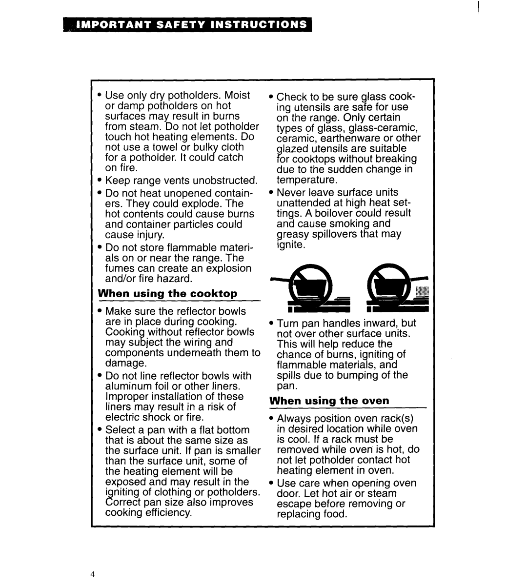 Whirlpool RS313PXY important safety instructions 