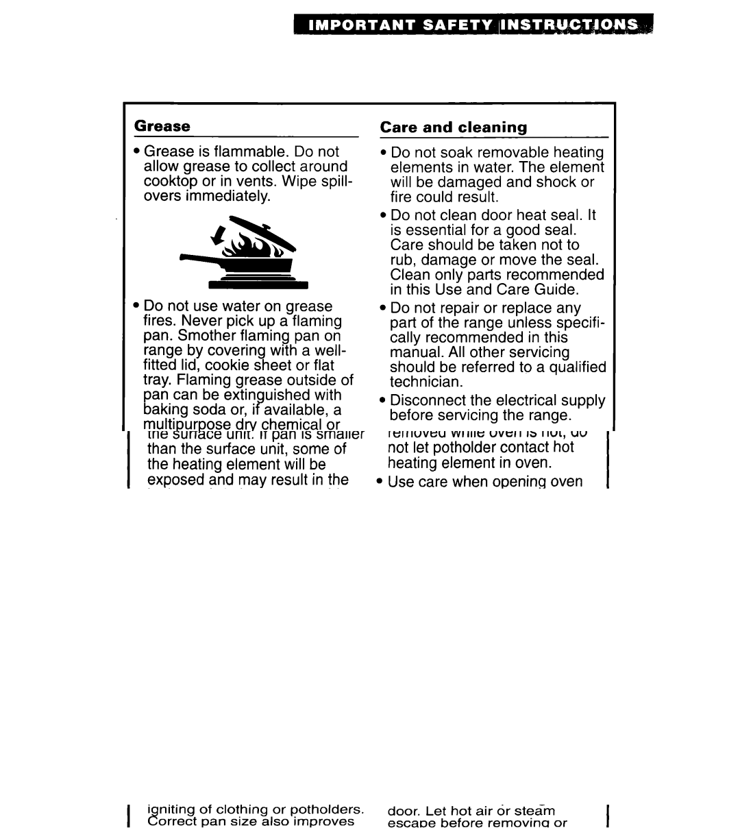 Whirlpool RS313PXY important safety instructions 