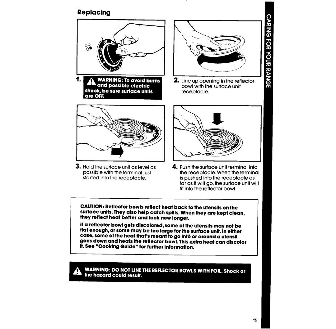 Whirlpool RS363BXT manual Replacing 