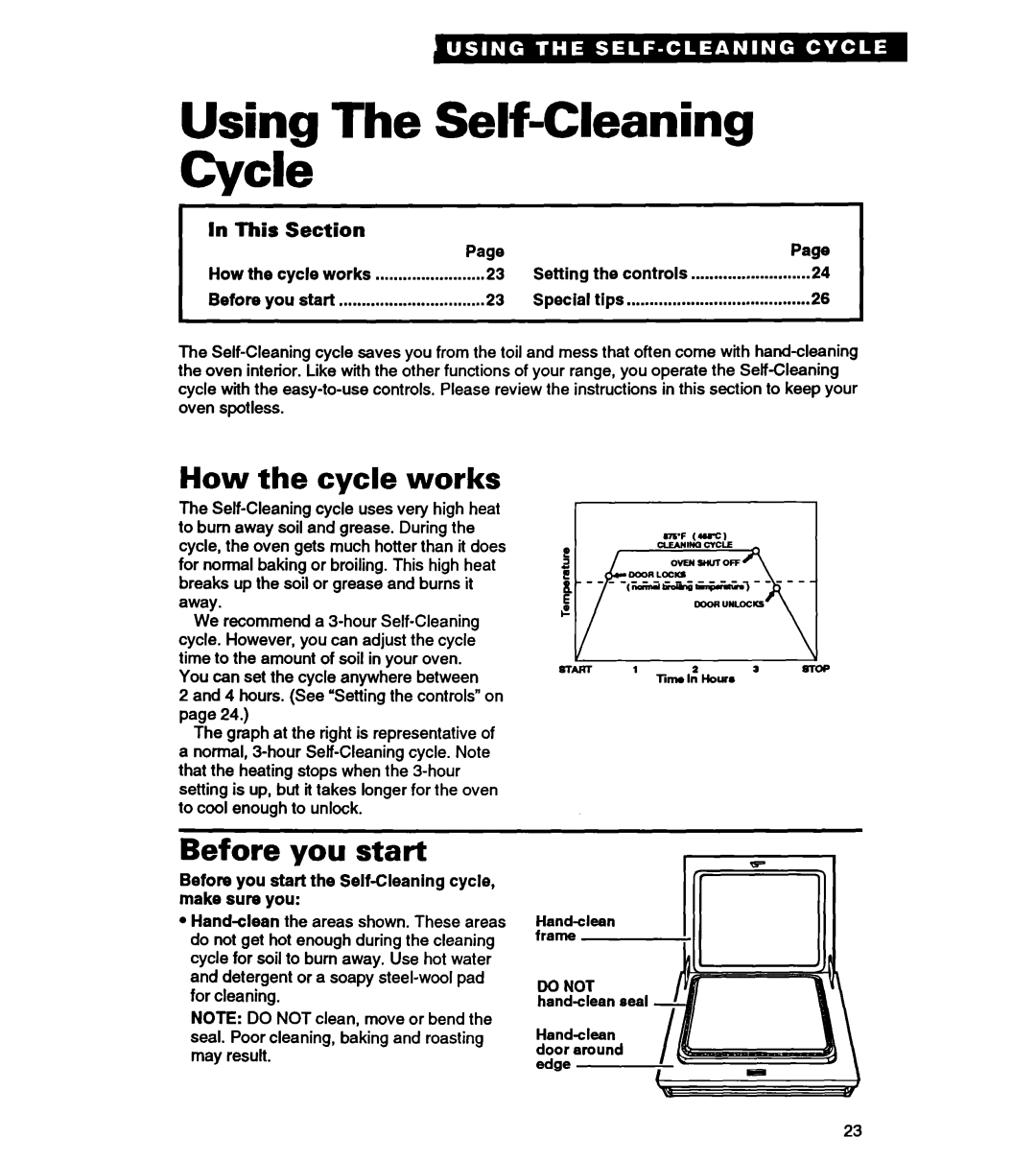 Whirlpool RS363PXY Using The Self-CleaningCycle, How the cycle works, Before you start, Setting, Special, In This, Section 