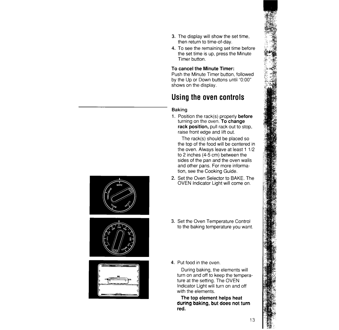 Whirlpool RS373PXW manual Usingthe ovencontrols, Baking 