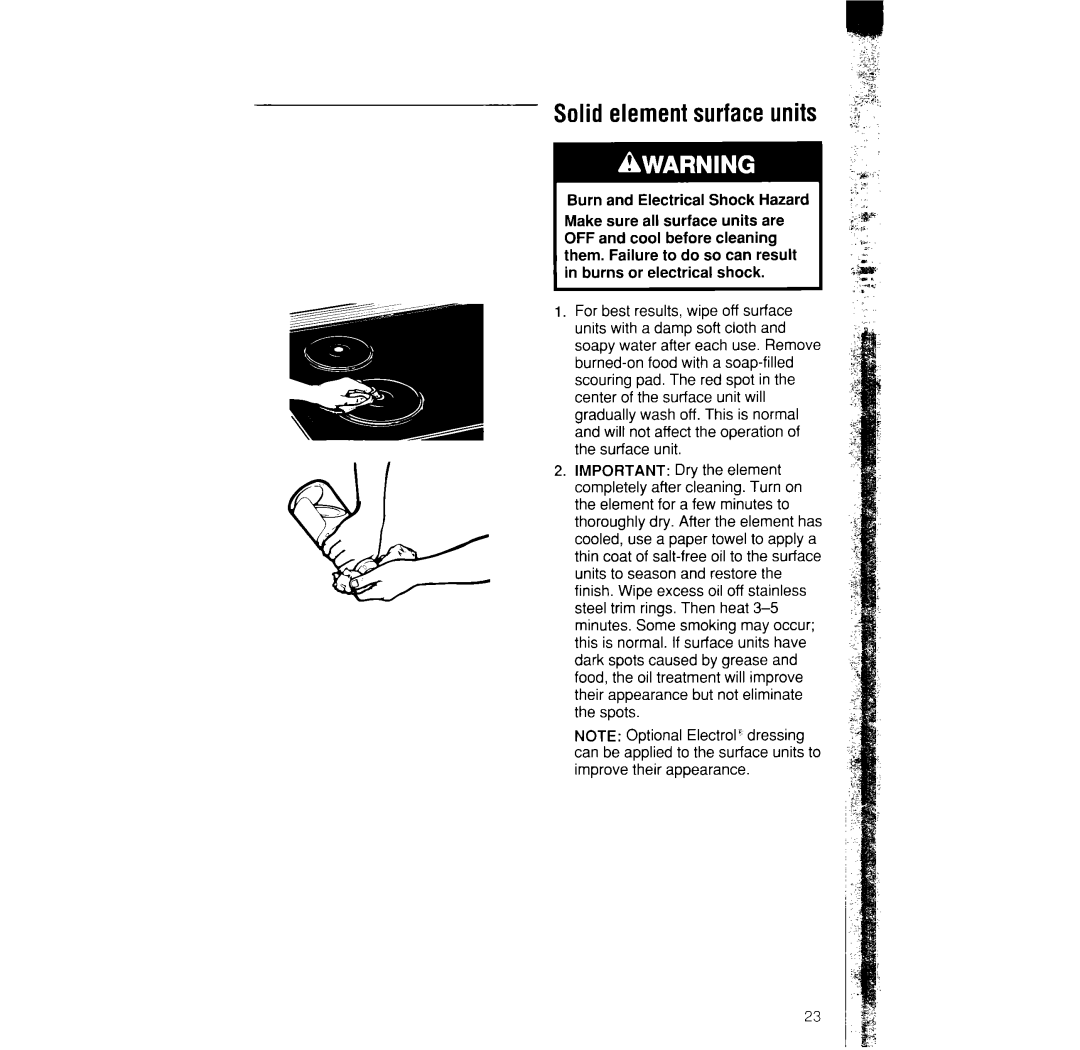 Whirlpool RS373PXW manual Solid elementsurfaceunits 