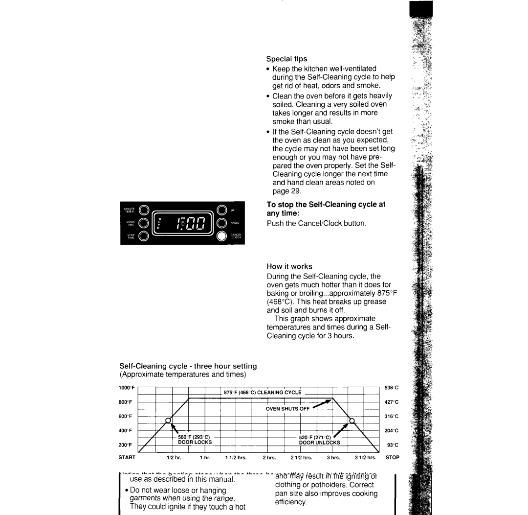 Whirlpool RS373PXW manual Speciai tips, Cycle Three Hour setting Approximate, Times 