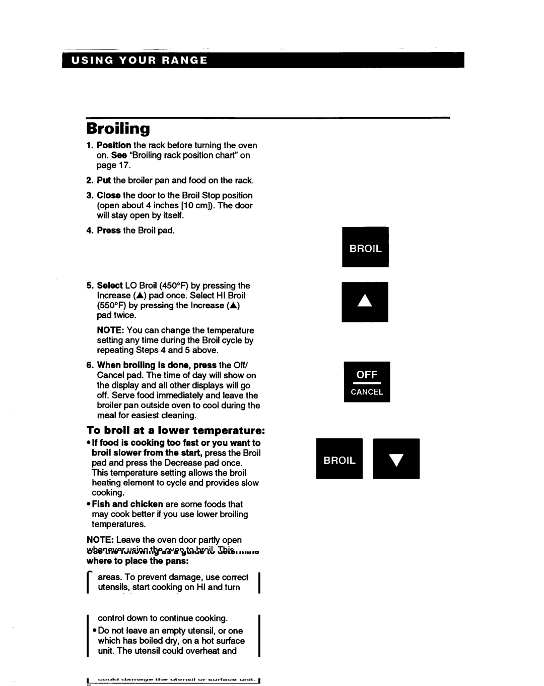 Whirlpool RS385PXB, RS385PCB manual Broiling, To broil at a lower temperature 