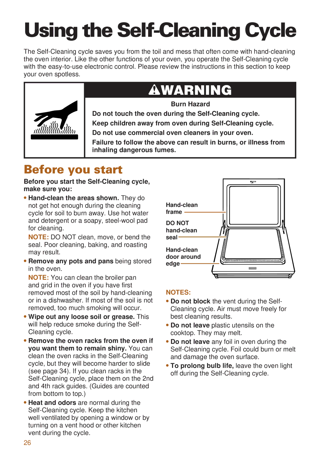 Whirlpool RS385PXE, RS385PCE important safety instructions Using the Self-Cleaning Cycle, Before you start 