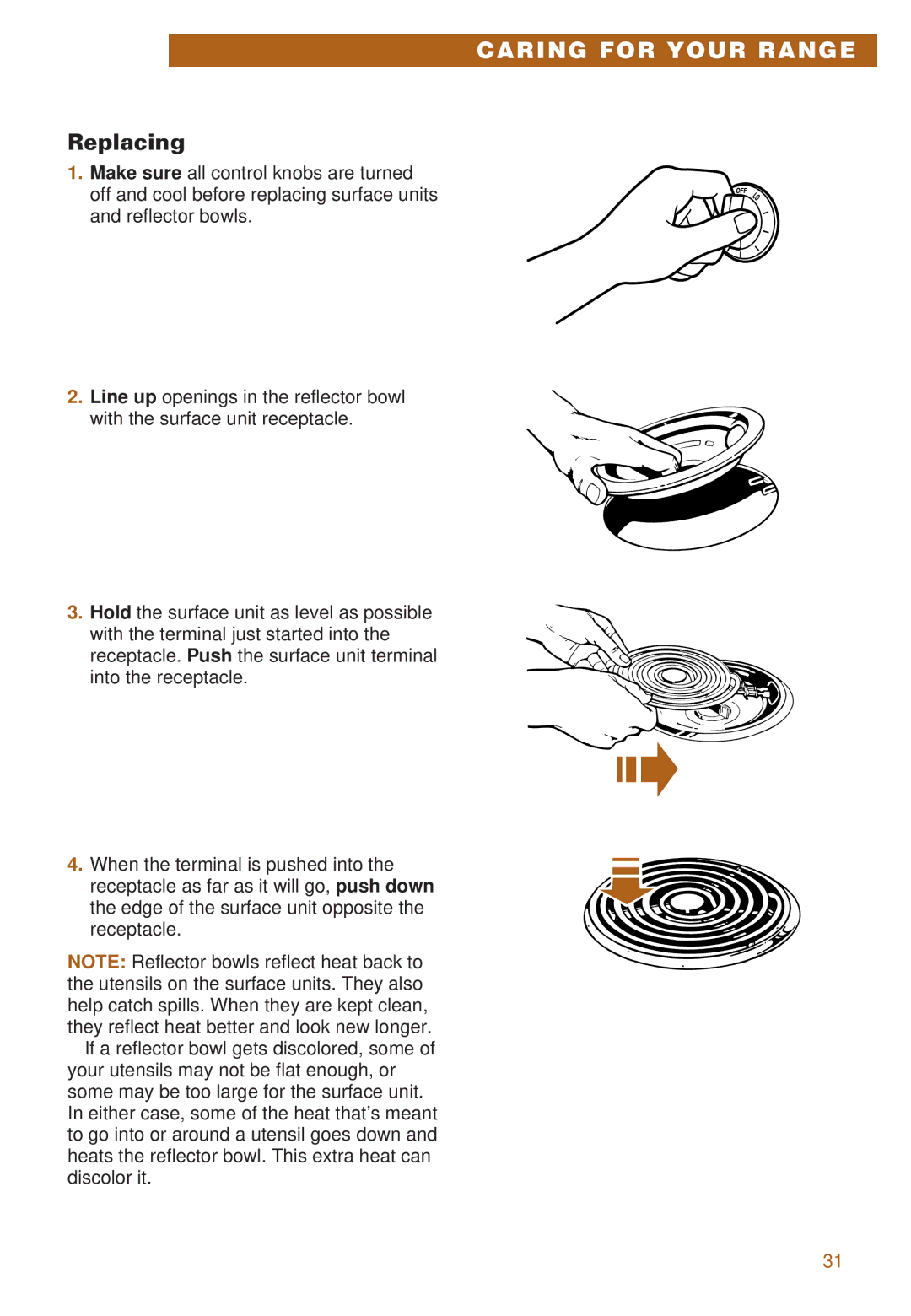 Whirlpool RS385PCE, RS385PXE important safety instructions Replacing 