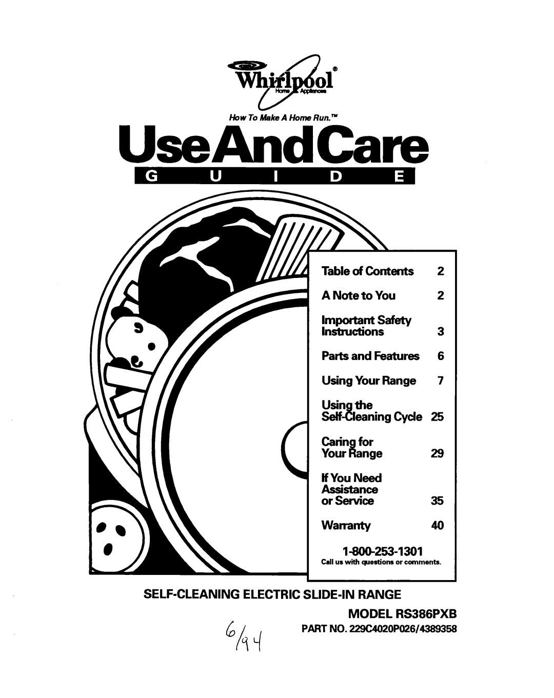 Whirlpool RS386PXB manual UseAndCare 