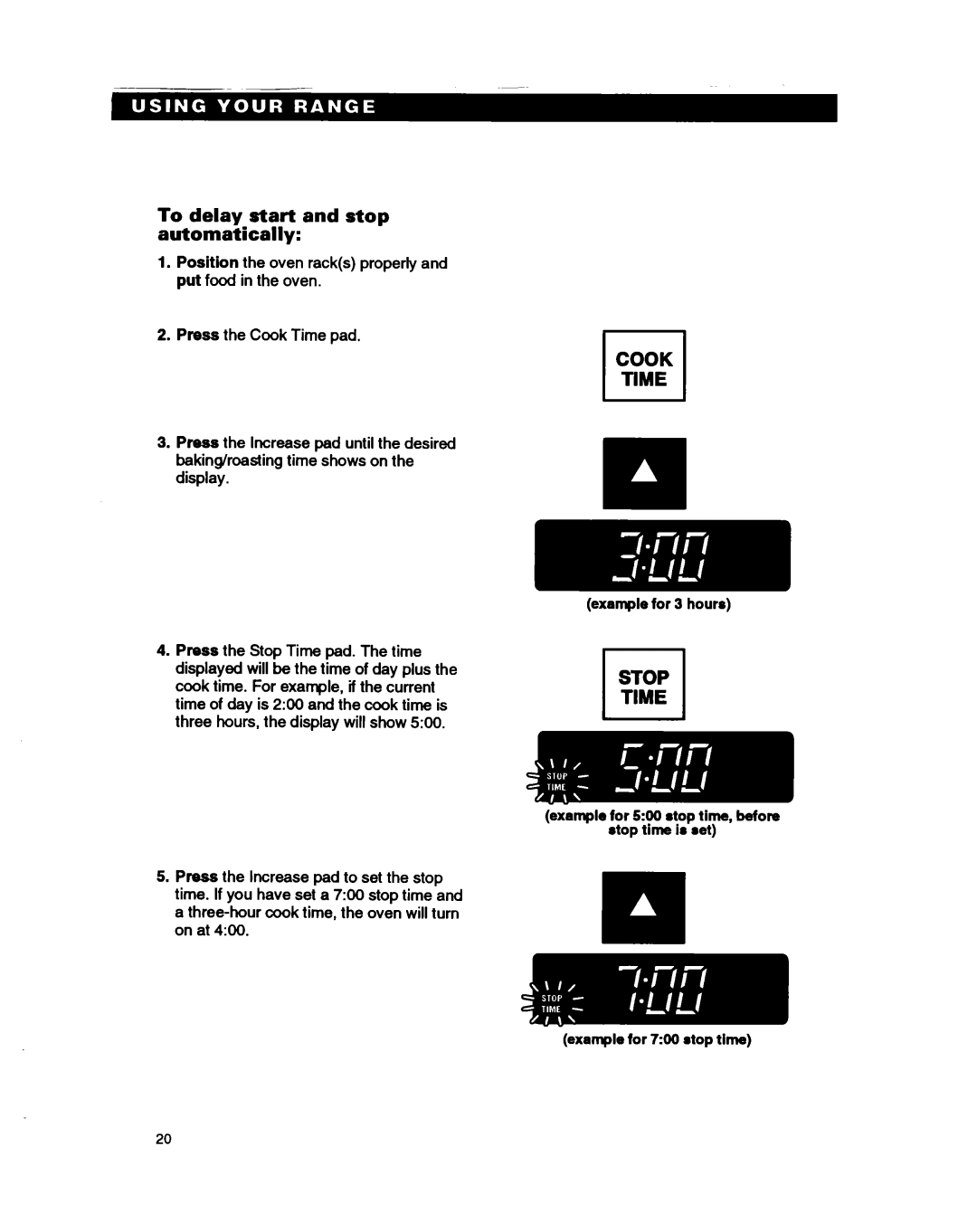 Whirlpool RS386PXB manual To delay start and stop automatically, Istop Time 