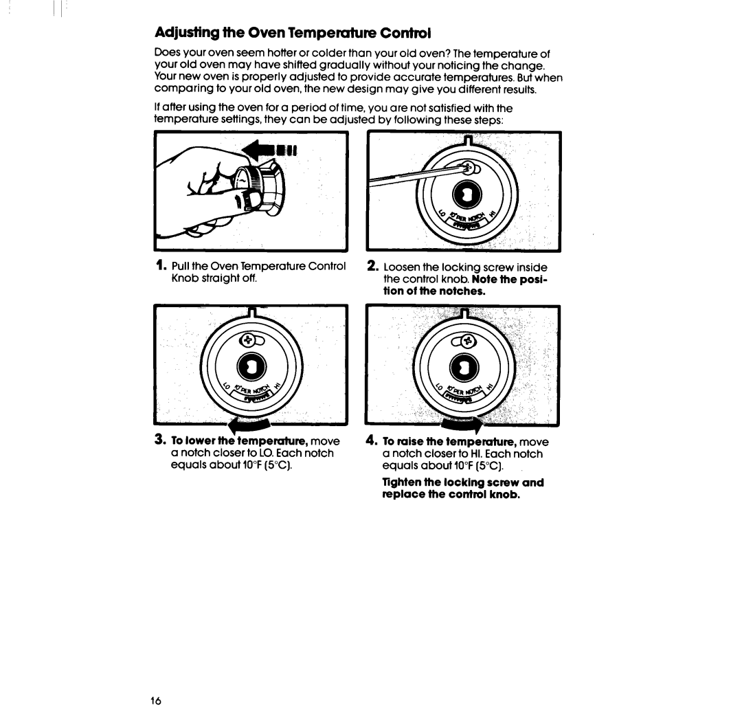 Whirlpool RS575PXR manual Adjusting the Oven Temperature Control 