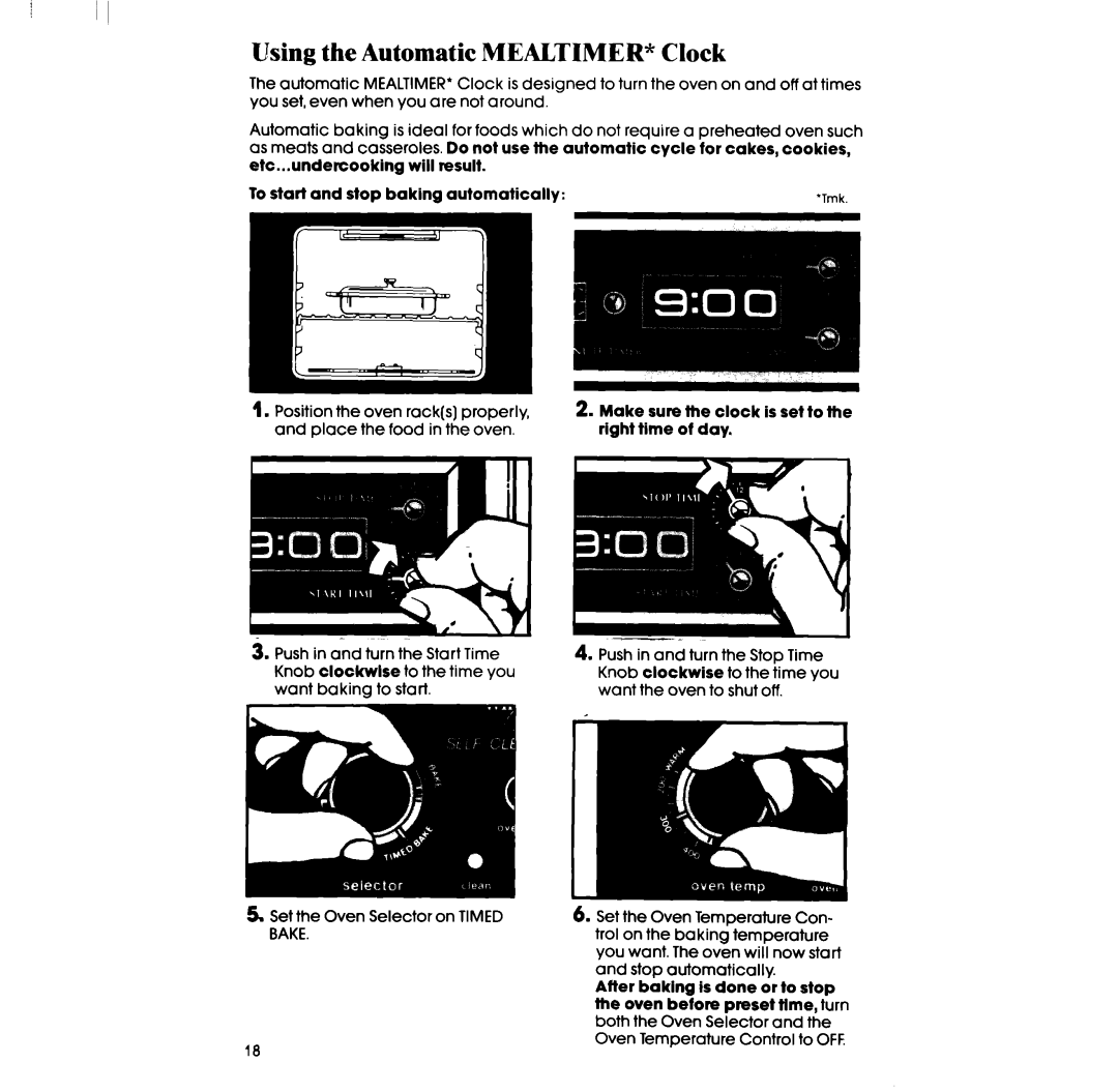 Whirlpool RS575PXR manual Using the Automatic MEALTIMER* Clock 