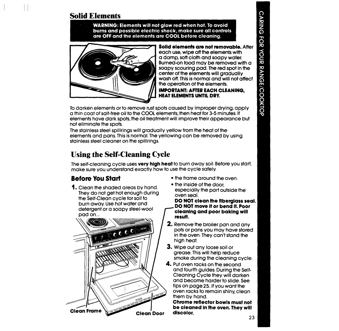 Whirlpool RS575PXR manual Ents, Using the Self-Cleaning Cycle, Before You Start, Important Afcereachcleaning 